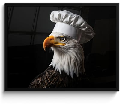 Fotolijst inclusief poster - Posterlijst 70x50 cm - Posters - Arend -Amerika - Koksmuts - Vogel - Stoer - Foto in lijst - Keuken decoratie muur - Wanddecoratie accessoires - Muurdecoratie - Schilderijen