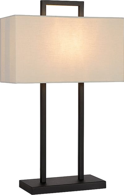 Atmooz - Tafellamp Matera - Slaapkamer / Woonkamer - Industrieel - Zwart en witte kap - Hoogte 59cm - Metaal