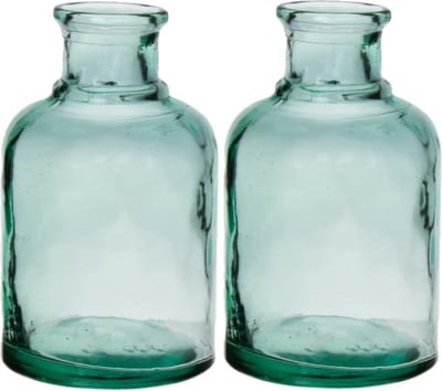 Bellatio Design Bloemenvaas - 2x - helder transparant glas - D12 x H20 cm - vaas