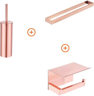 Toilet accessoires set Mat rose goud exclusief met beugel