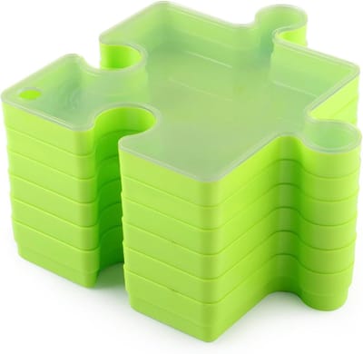 Puzzel Sorteerbakjes - Opberg Organizers - Puzzelstukjes Sorteren - Stapelbaar en Koppelbaar - 6 Stuks - Groen