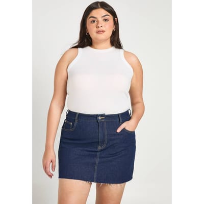 boohoo Dames Plus denim mini-rok | Indigo | Maat: 44
