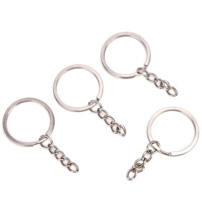 100pcs/set Métal Nickel Argent Rond DIY Porte-clés Anneau Bijoux Découvertes Accessoires (30mm) white