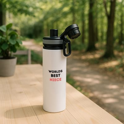 Hacebo® - worlds best niece waterfles met draaidop grijs - Nicht - de beste nicht - verjaardagscadeau - verjaardag - cadeau - cadeautje voor nicht - nicht artikelen - kado - geschenk - gift - water fles - 850ML