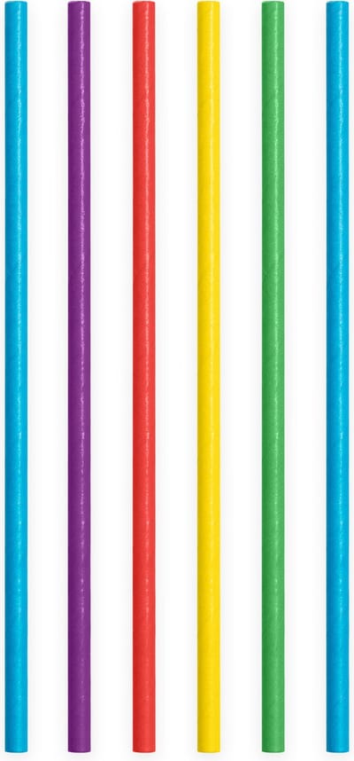 20 Papieren rietjes Gemengd - 6mm x 197mm