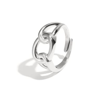 Zilveren Ring Met Knoop - Zilver Ringetje Dot - Sieraad - Stainless Steel - Cadeau - Cadeautip - Verstelbare Ring