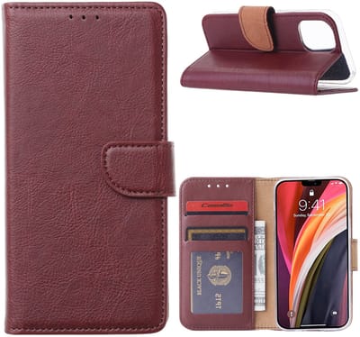 Hoesje Geschikt voor iPhone 12 Mini Hoesje met Pasjeshouder case Bordeaux
