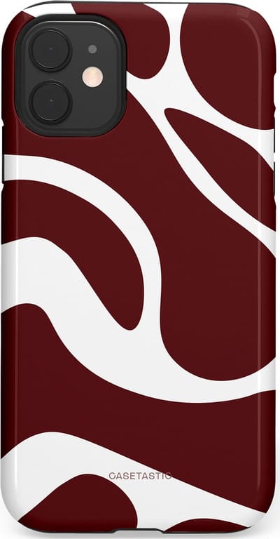 Casetastic Hoesje Geschikt voor Apple iPhone 11 - Stijlvolle Beschermende Duo-layer Case - Bordeaux Swirl