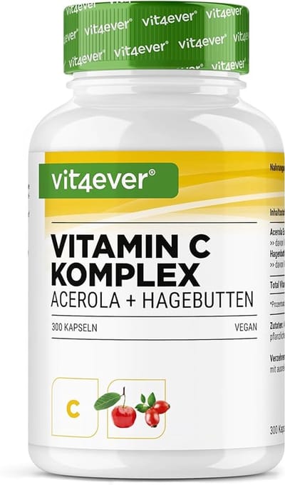 Vit4ever - Vitamine C - 1000 mg - 300 Capsules - Vegan - Met Rozenbottelextract & Citrus Bioflavonoïden