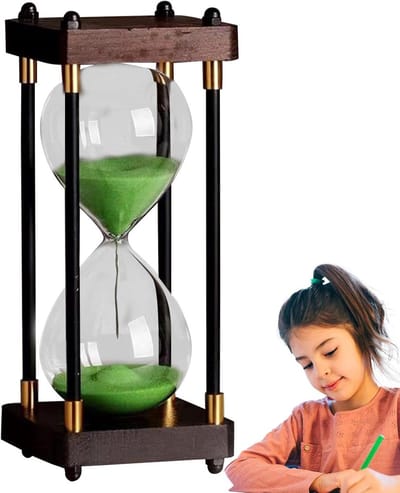 Zandloper - Zand timer - Tijdmanagement - Houten standaard - 60 minuten - Groen