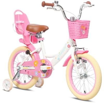 Meisjesfiets 12-20 inch met Zijwieltjes, Poppenzitje en Mand - Geschikt voor Kinderen 2 t/m 13 Jaar
