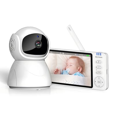 Babyfoon 5 inch | Privacy zonder wifi | 720P HD, Pan-Tilt-Zoom | Tot 22 uur extra lange batterijduur | Bereik tot 300 m