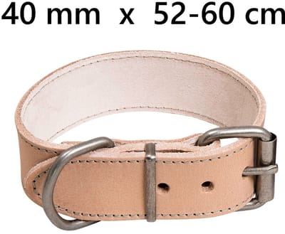 Animal Boulevard Ab30595 - Hals- En Leibanden - Hond - Ab Waxed Leather Halsband Naturel-40mmx52-60cm - Maat: 40mmx52-60cm