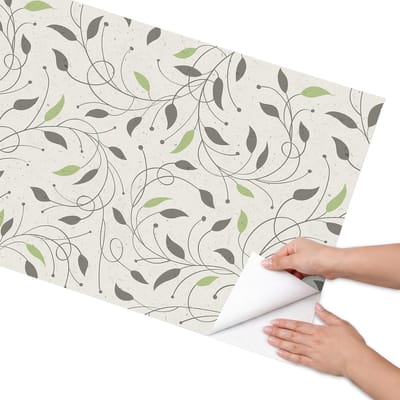 Coloray Meubel Wrap Folie - Beige Meubelfolie - 65x130 cm - Meubel Wrap Folie Kleine blaadjes - Plakfolie Meubels - Minimalist Meubelfolie - Decoratiefolie Zelfklevend - Slaapkamer decoratie - Bloemen en planten