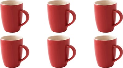 Palmer - Colors - Beker - Mok - 6 stuks - 18 cl - Rood - Porselein - Koffiekopjes