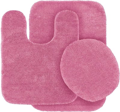 Kids Zone Home Linen 3-delige Badkamerset met Badmat, Contourmat en Dekselhoes - 100% Microvezel - Antislip Rubberen Onderkant - Effen Zwarte Kleur