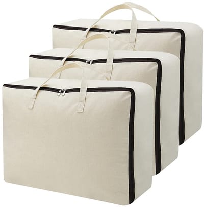 Dailygoods- Beddengoedset 3 Stuks - Opbergtas Onder Bed - Kledingorganizer - Canvas - Ademend Katoen - Milieuvriendelijk