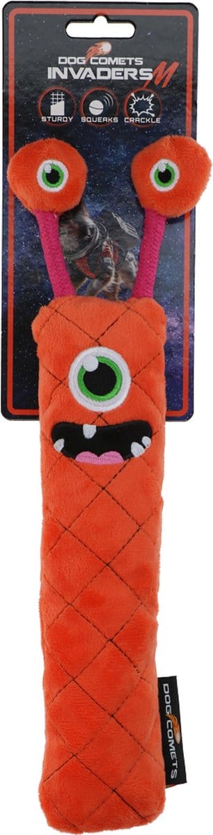 Dog Comets Invaders Werpstok - M - Pluche Hondenspeelgoed - Krakend Materiaal en Pieper - Ballenwerper Hond - Hondenspeeltje - Hondenknuffel - Oranje