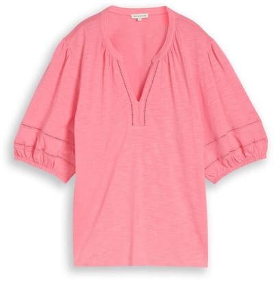 Tom Tailor - Blouse-shirt met kanten details - Maat XL - soft fuchsia pink