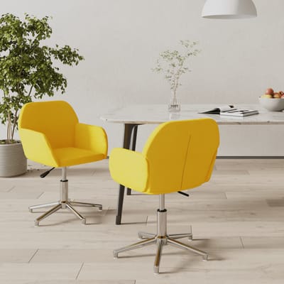 vidaXL - Eetkamerstoelen - 2 - st - draaibaar - stof - mosterdgeel