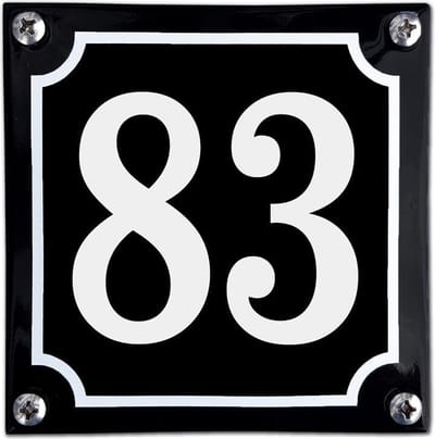 Zwart emaille huisnummer  - 83