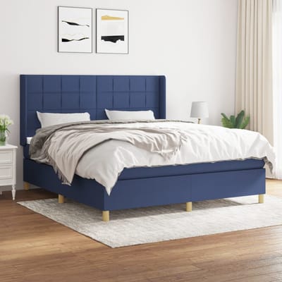 vidaXL - Boxspring - met - matras - stof - blauw - 160x200 - cm