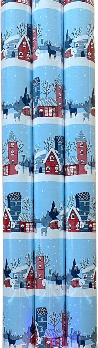 FESTIVE GIFTS Inpakpapier - Cadeaupapier - 300 x 70cm - 3 rollen - Kerst - Luxe Cadeauverpakking - Kleurrijk