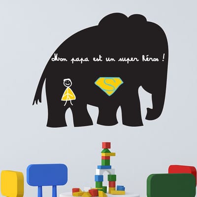 Schoolbordsticker - uitwisbare zelfklevende muurstickers - OLIFANT - 75x90cm