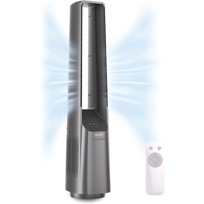 Auronic Torenventilator - Bladeless Model - Luchtkoeler - Vloerventilator - Stille Ventilator Staand - 101 CM - 6 Snelheden - Fan - Met Timer - 39 dB - Lichtgrijs