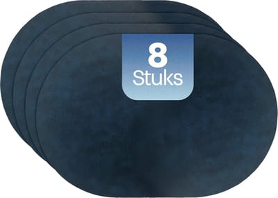 Phreeze Placemat - 8 Stuks - Placemats Ovaal Kunststof Blauw/Geel – Afwasbaar & Praktisch
