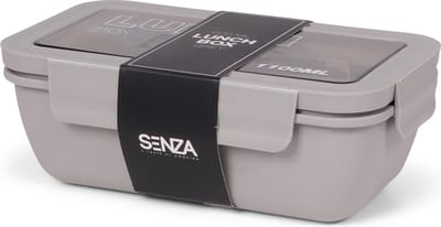 SENZA Lunchbox met bestek - 2 vakken - 1100 ml - Grijs