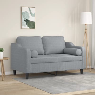 vidaXL - Tweezitsbank - met - sierkussens - 120 - cm - stof - lichtgrijs