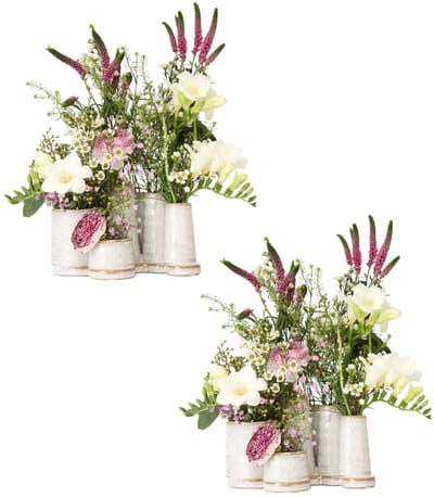 Mini-Vazen Set van 8 Verbonden Vazen | Antiek Wit | 18 cm x 15 cm x 12,5 cm | Individuele Decoratie met Eindeloos Veel Ontwerpmogelijkheden (2)