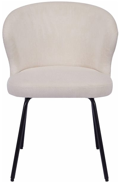 Vente-unique Set van 2 stoelen van ribfluweel en zwart metaal - Crèmewit - RELIOZA