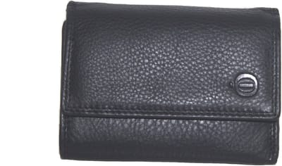 Oi zwarte leren dames of heren portemonnee dubbelzijdig / 3-luik beurs compact / afsluitbare Trifold portemonnee unisex/ RFID SAFE / zwart leer / 359
