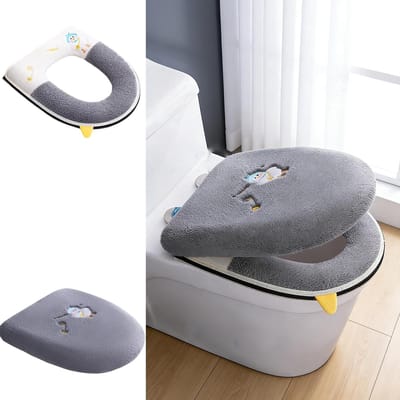 Wasbare Toiletzitting Deksel met Ritssluiting en Handvat, Waterdicht PU Leer, Warm en Comfortabel voor Ovale Toiletten, 2 Stuks, 43 x 37 cm