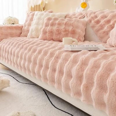 1PC Konijn Pluche Bankhoes Scandinavisch Effen Kleur Verdikken Bankhanddoek Hoezen Antislip Bankkussen Slipcovers voor Woonkamer Decor 1pc 30x50 pillowcase