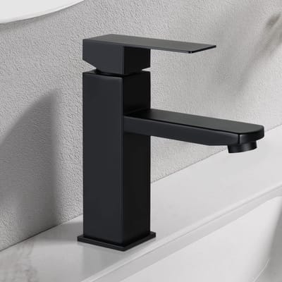 carmdering - Wastafelkraan - Badkraan - Enkelhandgreep Kraan - SUS304 RVS, matzwart, beluchter, waterbesparend 30%, loodvrij - 10 min installatie - Voor badkamer & wastafel