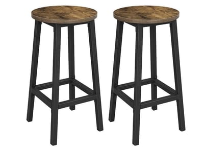 MIRA Home - Barkrukken - Set van 2 - Industrieel - MDF/Metaal - Bruin - 32x65