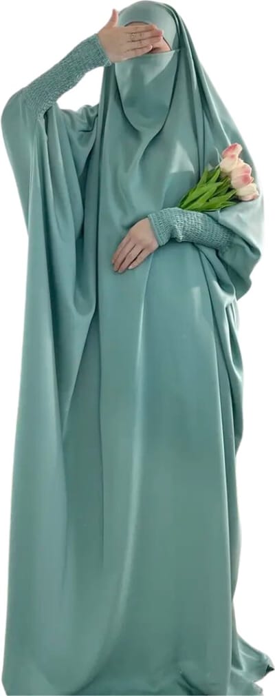 Bovista Gebedskleding Dames - Abaya - Islamitische Kleding - Khimar - Jilbab - Vrouw - Alhamdulillah - Lichtgroen
