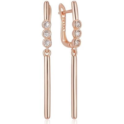 Boucles d'oreilles pendantes longues simples couleur or rose brillantes pour femmes Mode Accessoires en Zircon Naturel Bijoux Fins Quotidien beige