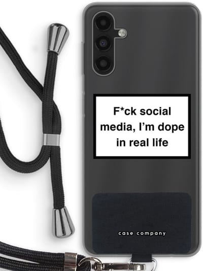 Case Company® - Hoesje met koord geschikt voor Samsung Galaxy A04s hoesje met Koord - I'm dope - Telefoonhoesje met Zwart Koord - Bescherming aan alle Kanten en Over de Schermrand