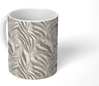 Mok - Koffiemok - Textuur - Reliëf - Beige - Mokken - 350 ML - Beker - Koffiemokken - Theemok