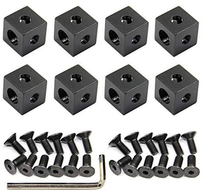 8-pack zwarte hoek beugels voor 2020 serie aluminium profielen - perfecte accessoires voor 3D-printen