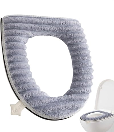 Pluche toiletstoelhoes, wc-stoelwarmer, gewatteerde toiletbril, gewatteerde toiletbril met handvat, draagbaar toiletkussen, herbruikbare toiletstoelhoezen voor thuis, studio, hotel en reizen