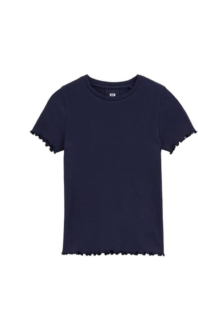 WE Fashion Meisjes slim fit T-shirt met ribstructuur