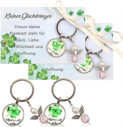 Gelukspoppetjes - Vierbladvorm Sleutelhanger - Metaal - Robuuste en Compacte Ontwerp - Symbolische Geluksbrenger - Voor Mannen en Vrouwen