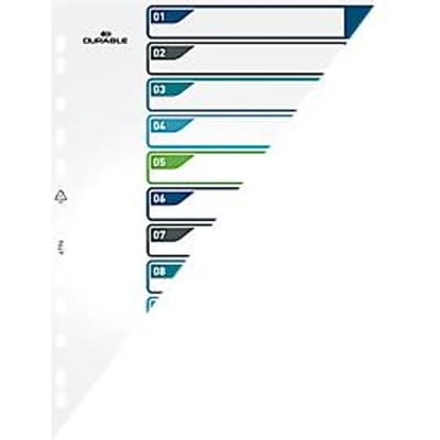 Duurzame index, 12-delig, DIN A4+, indexblad, computerbeschrijfbare index, met gekleurde tabbladen