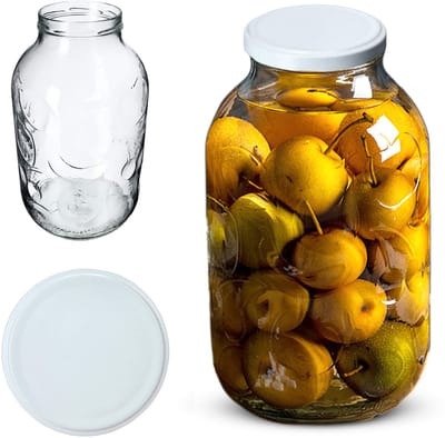 KADAX Weckpotten, 5 liter, inmaakpotten voor schroefdeksel, jampot, voorraadpot, conservenglas, ronde potten (wit, 1 stuks)
