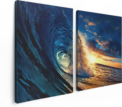 Artaza Canvas Schilderij Tweeluik Golfen bij Zonsondergang - 120x80 - Foto Op Canvas - Canvas Print